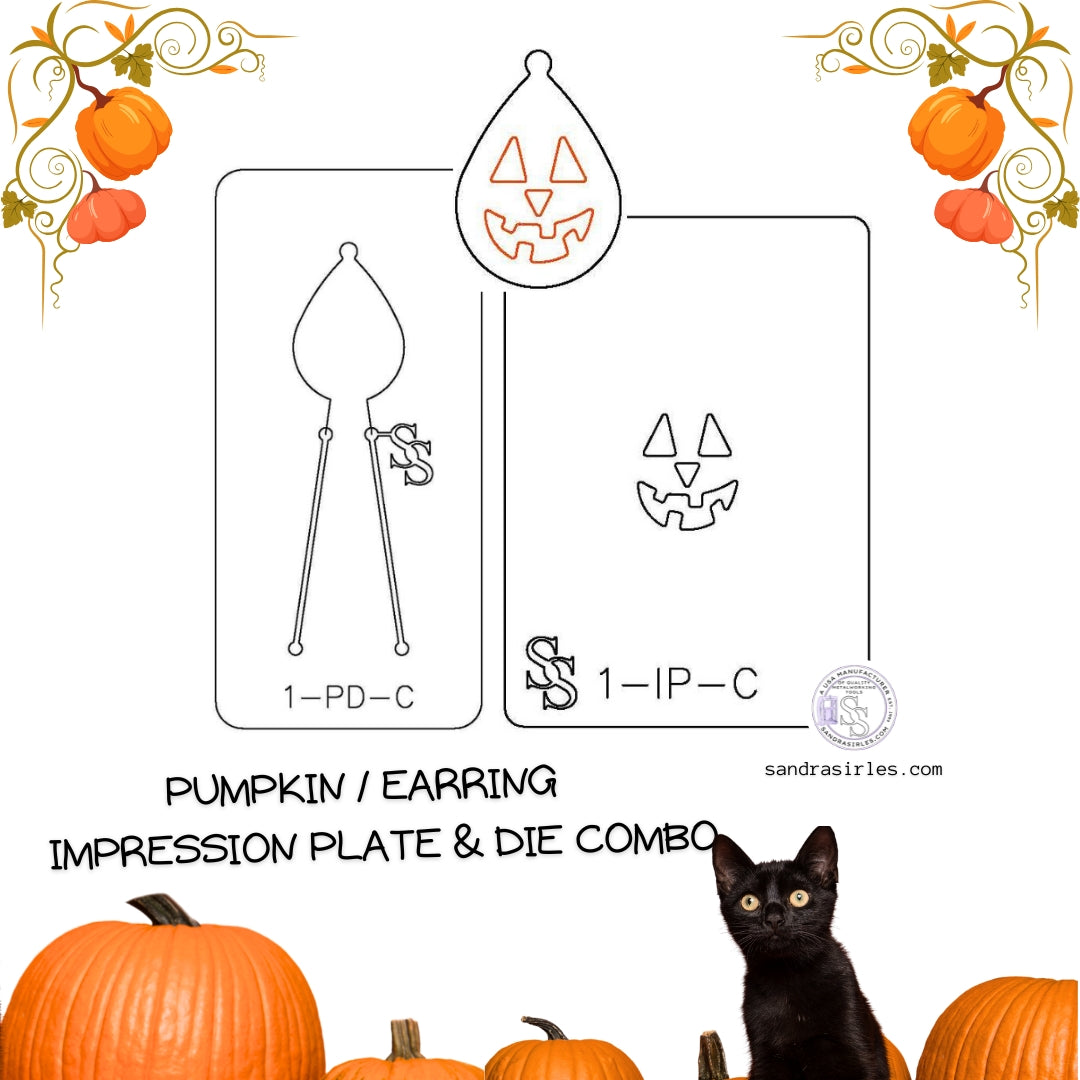 IMPRESSION PLATE & PANCAKE DIE COMBO   1- PUMPKIN/EARRING